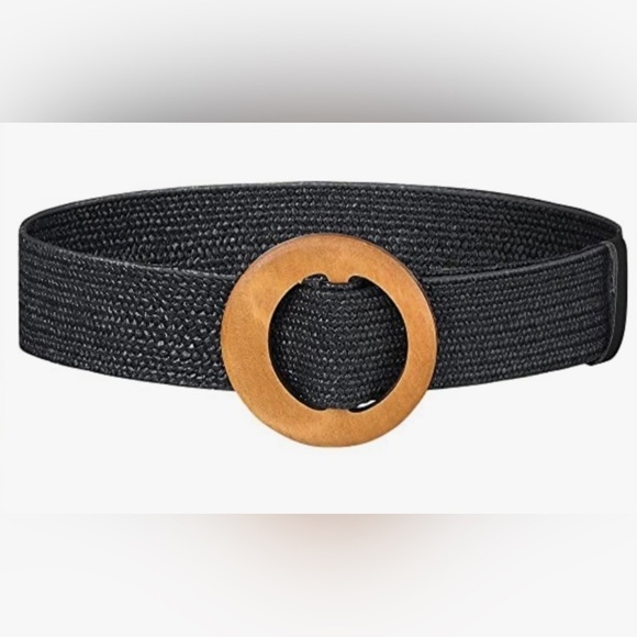 Black Woven belt with circle buckle - Picture 1 of 4